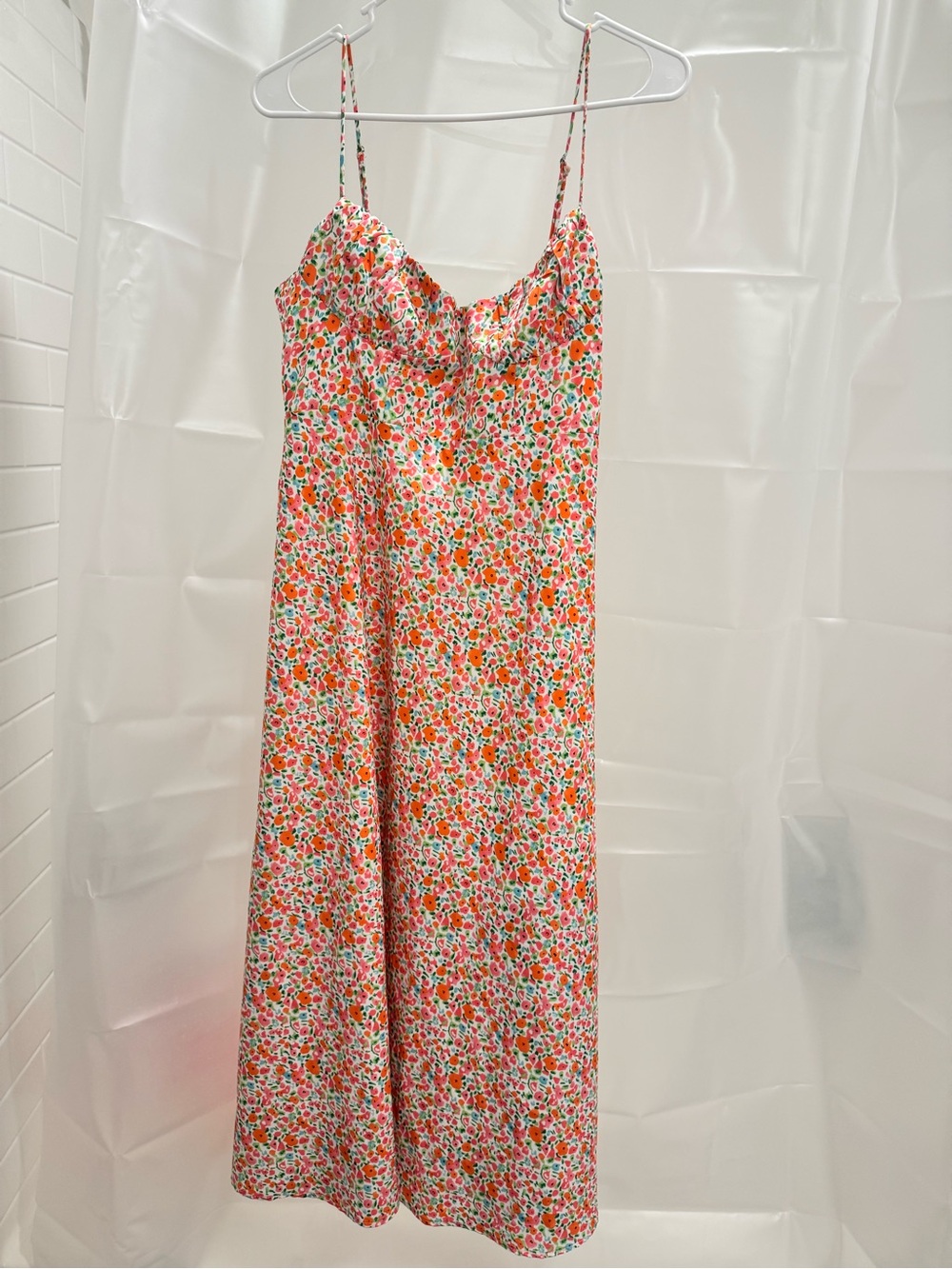 Princess Polly White Slip Dress with Pink & Green Floral Print